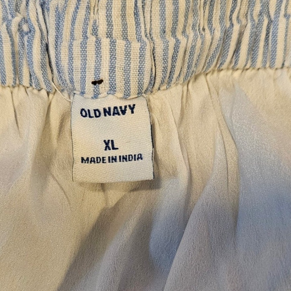 Old Navy XL Blue White Striped Button Front Ruffle Hem‎ Midi Skirt - Picture 5 of 9